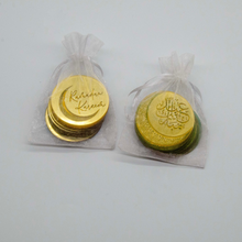 Load image into Gallery viewer, Pack of 10 gold mirrored acrylic disc cupcake topper