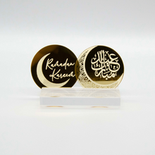 Load image into Gallery viewer, small gold mirrored acrylic discs ramadan kareem eid mubarak
